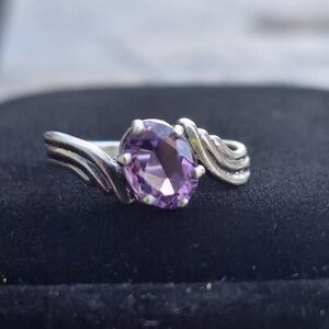 Southwestern Amethyst Ring 'PGR', Retro Style Sz 8 Sterling Vtg